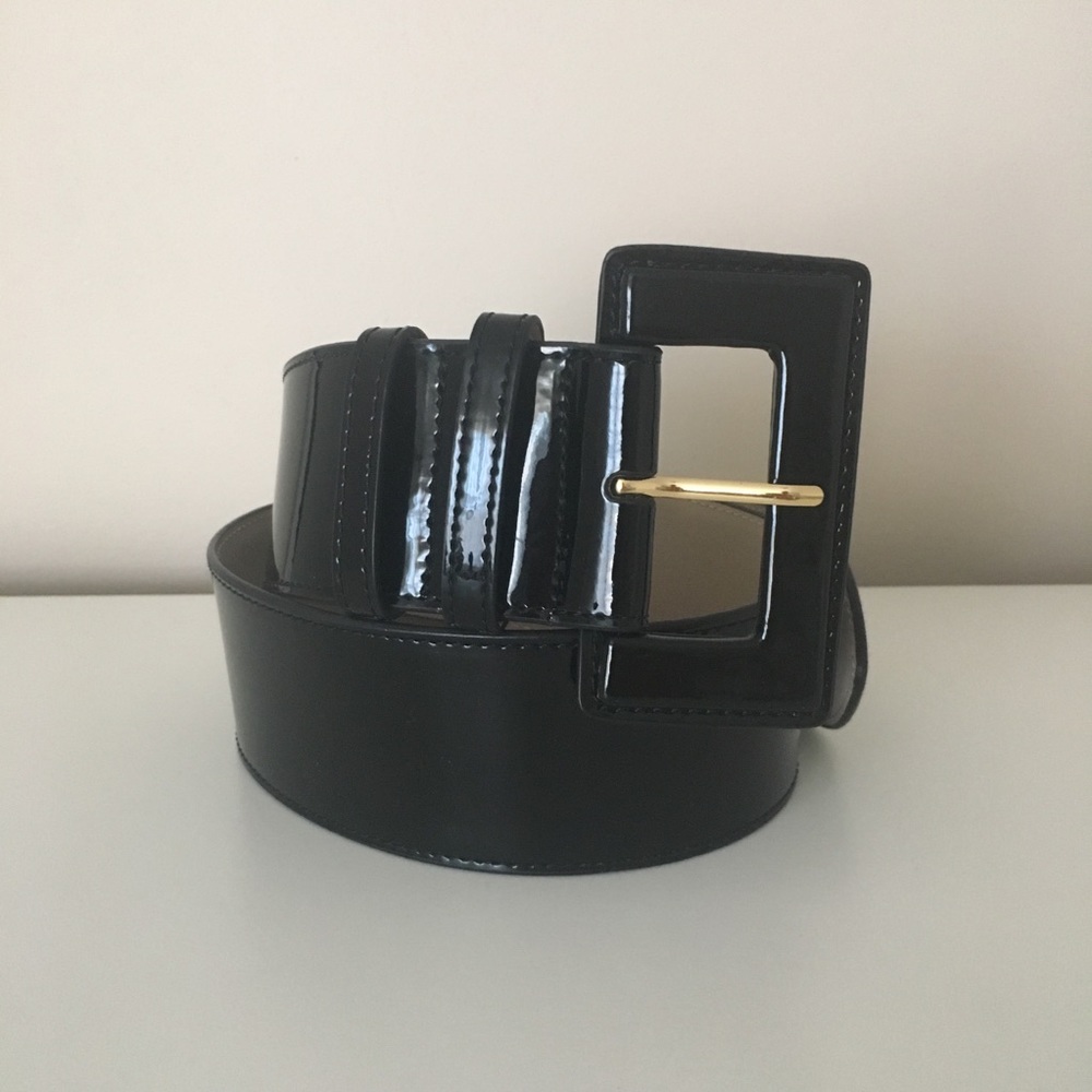 Elegant Black Belt with Gold Buckle